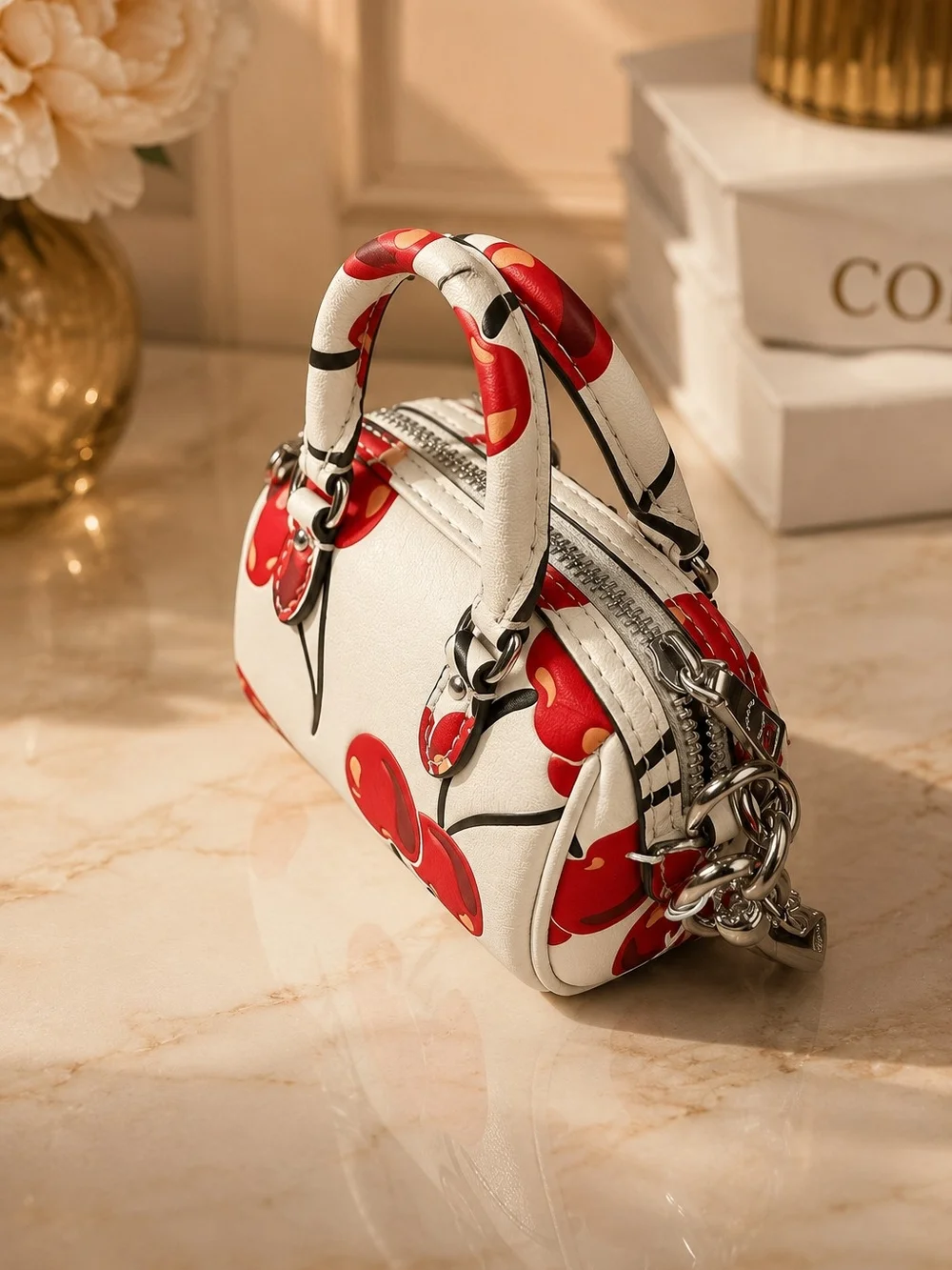 Coach Mini Rowan Bag Charm With Cherry Print
